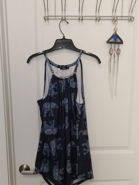 Lily By Firmiana Navy Elephant Print Halter-Style Camisole